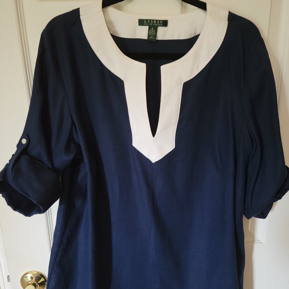 lauren by Ralph Lauren Tunic Linen Top